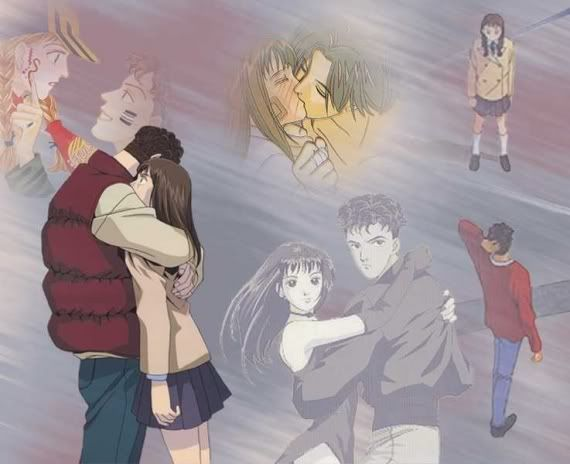 anime couple hugging