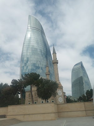 Martyr's Mosque and Flame Towers as seen from Highland Park