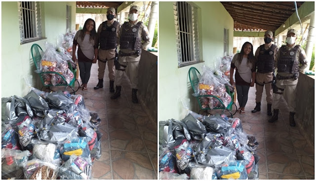  Polícia Militar distribui kits com Brinquedos e material de limpeza na comunidade de Travessão em Piatã