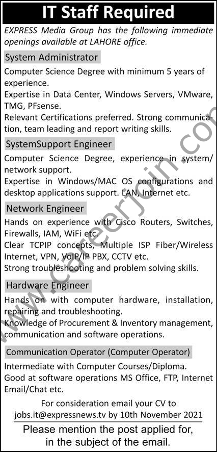 Express Media Group Jobs November 2021