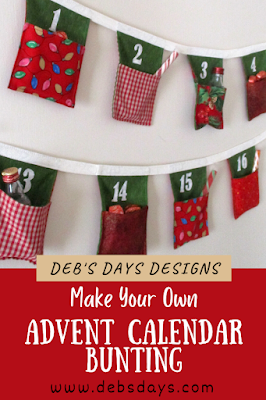 Christmas advent calendar bunting garland with pockets