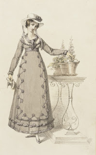 Fashion Plate, ‘Cottage Dress’ for ‘The Repository of Arts’ Rudolph Ackermann (England, London, 1764-1834) England, London, September 1, 1820 Prints; engravings Hand-colored engraving on paper