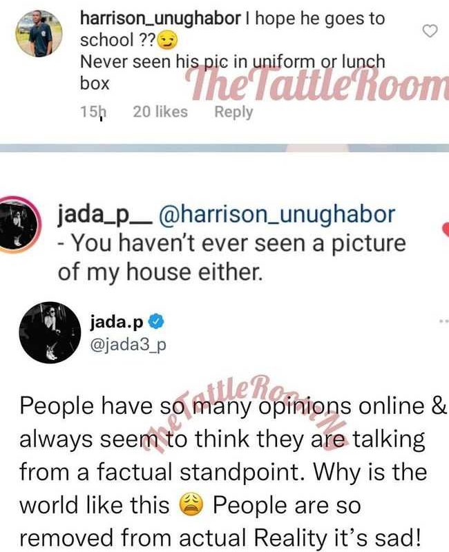 Wizkid’s baby mama, Jada P slams troll who insinuated that their son does not attend school