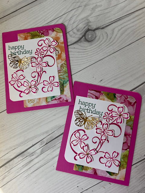 Birthday card using florals from the Stampin' Up! Sentimental Swirls Stamp Set