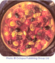 Many tomato pizza