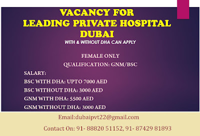 Urgently Required Staff Nurses (F) for Leading Private Hospital in UAE