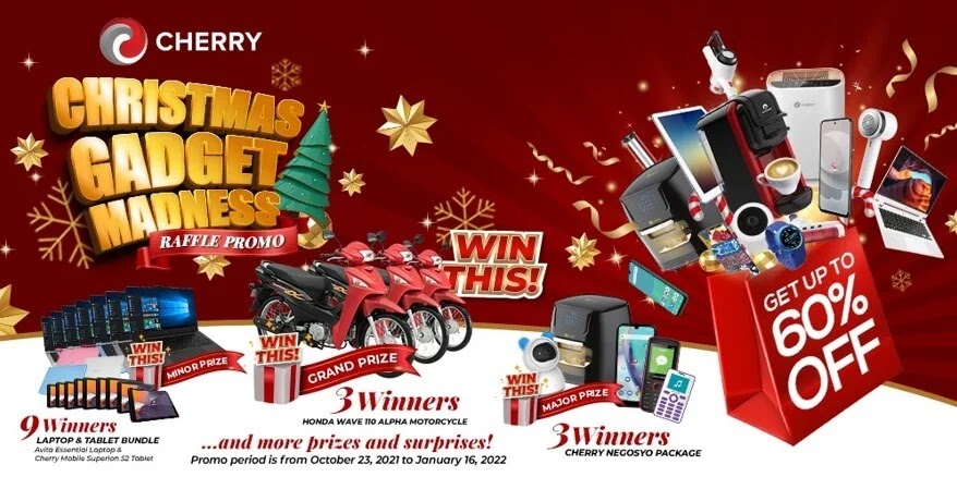 Cherry Christmas Gadget Madness! Php500,000 raffle prizes and up to 60% Discount