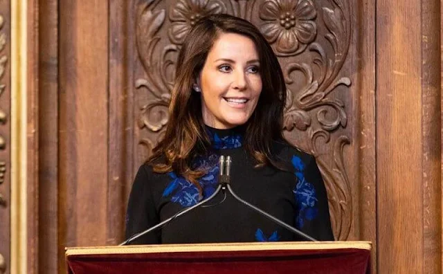 Princess Marie wore a new pleated inset trench coat by Sandro, and a new eilish floral crepe georgette top by Emilia Wickstead