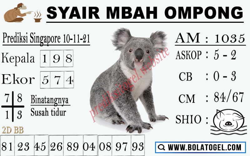 Syair Mbah Ompong SGP Rabu 10 November 2021