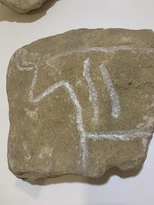 Rock paintings on display in Gobustan Museum.