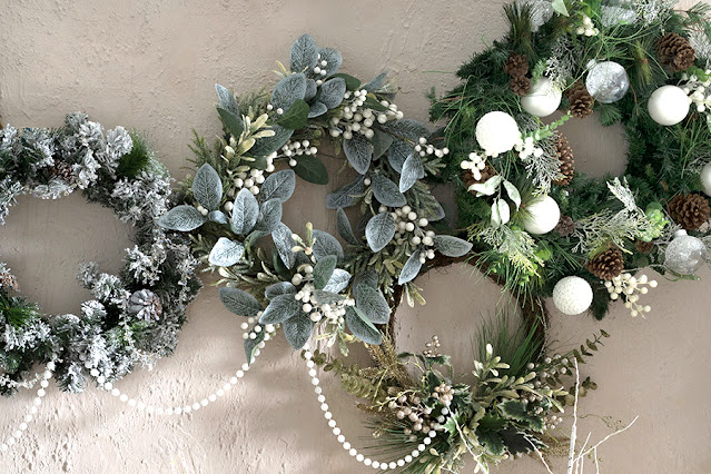 faux flocked wreaths