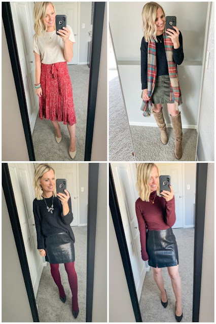 4 holiday outfit ideas wearing with skirts