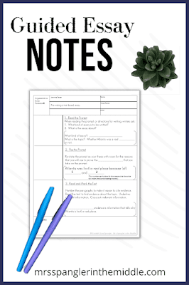 Guided Notes for Essay Writing Were the Essay Helpers That Made My Middle School Students Understand the Structure of Essays!