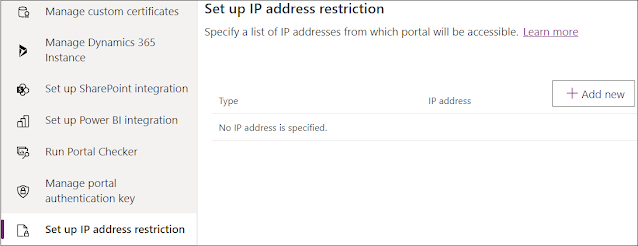 PowerApps portal IP address restrictions