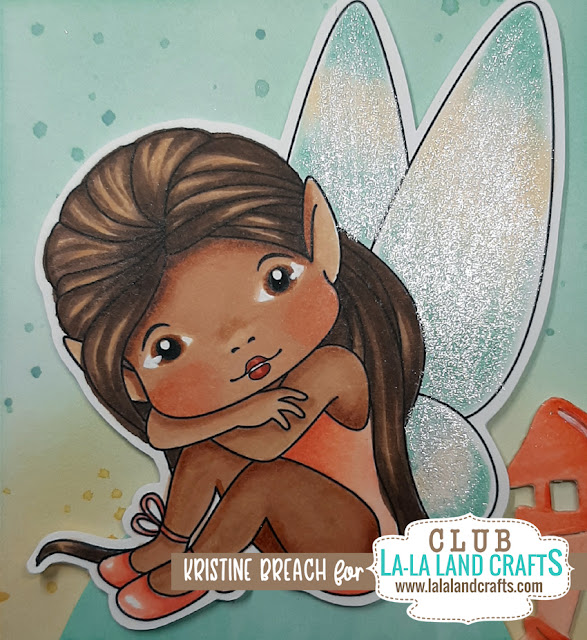 La-La Land Crafts, Fairy Marci, Pixie Wishes, slimline card, ink something, copic dark skin