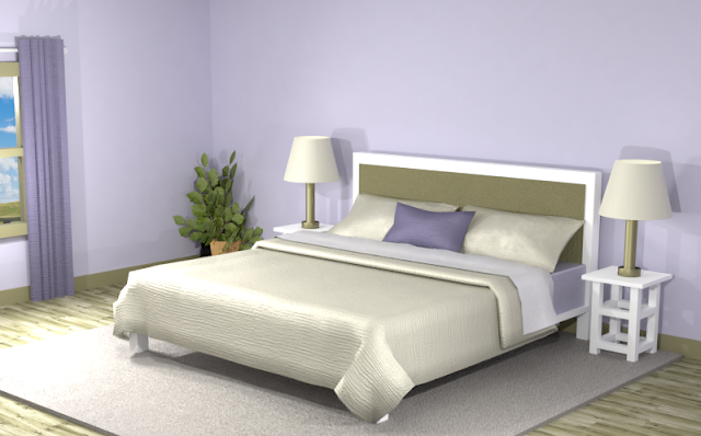 French Lilac (#C8C4DA)  Complementary Room