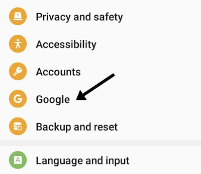 Google tab in settings
