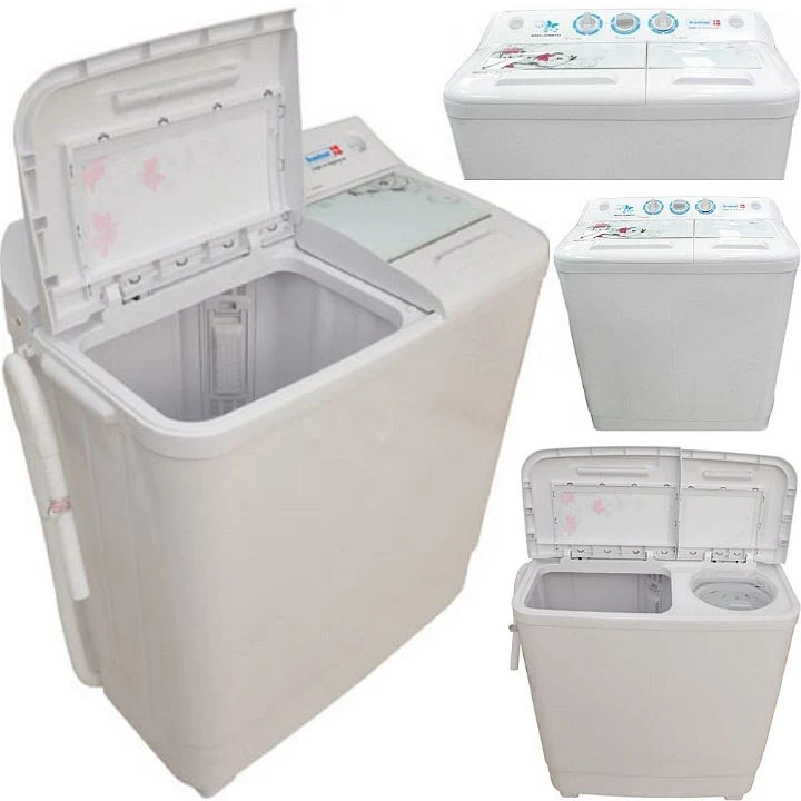 Scanfrost Double Tub Washer: 6.5kg SFWMTTA Washing Machine with Drain Pump, Wash and Spin Tubs with Timer for Home Laundry