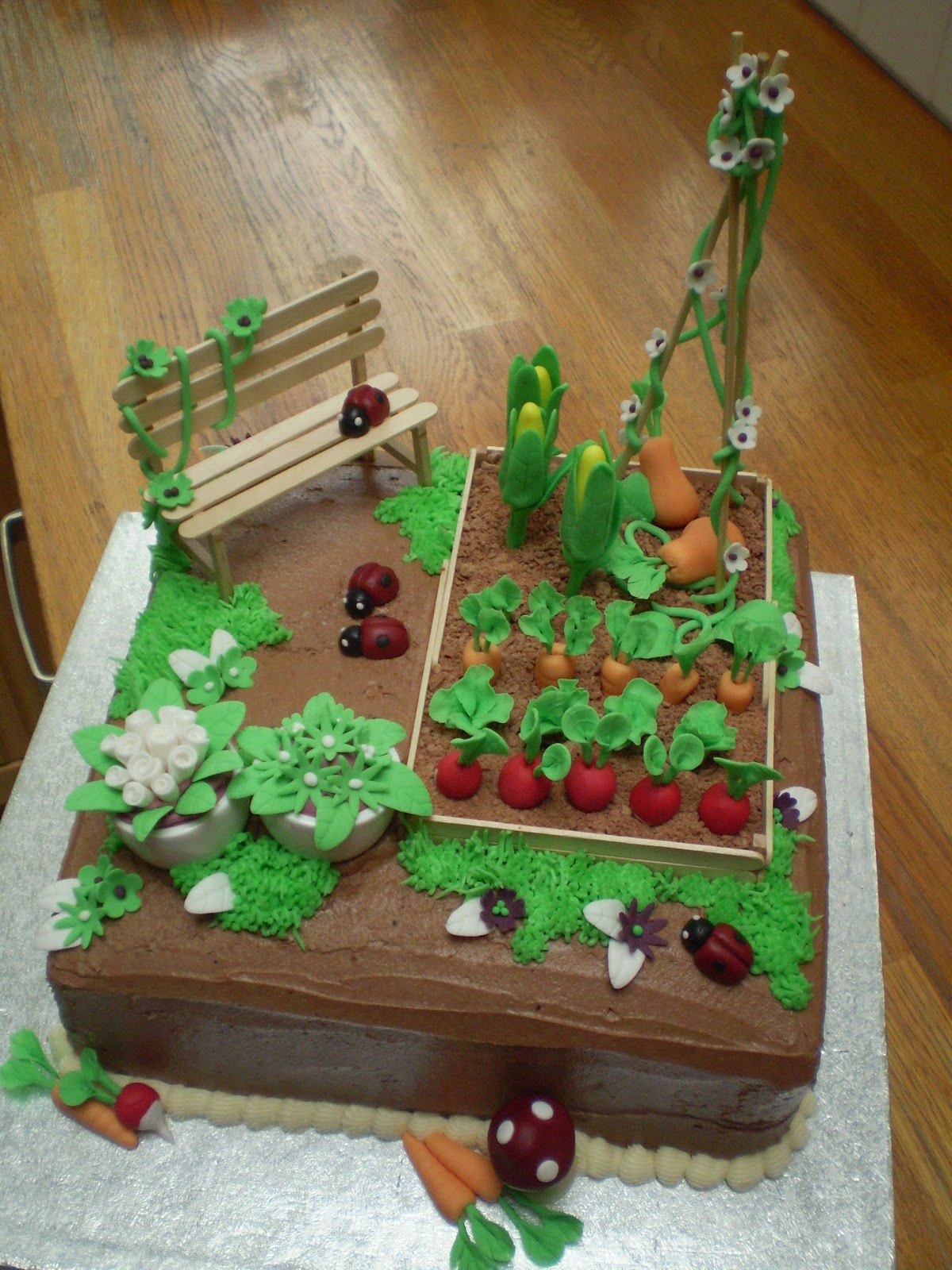 garden theme cake