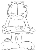 Garfield is unhappy because he has only a little meal coloring page