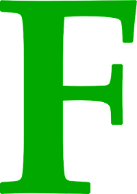 Green capital letter F shape