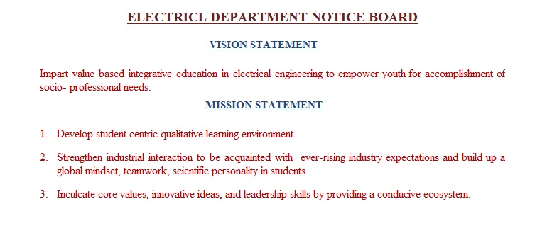 ELECTRICAL DEPARTMENT NOTICE BOARD