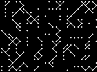 The example image of the creative coding technique 'node-garden'.