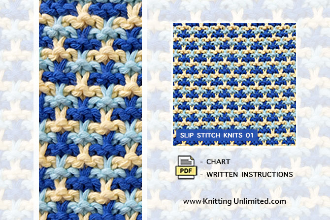Slip Stitch Knits 01 PDF file (Free Written instructions and chart)