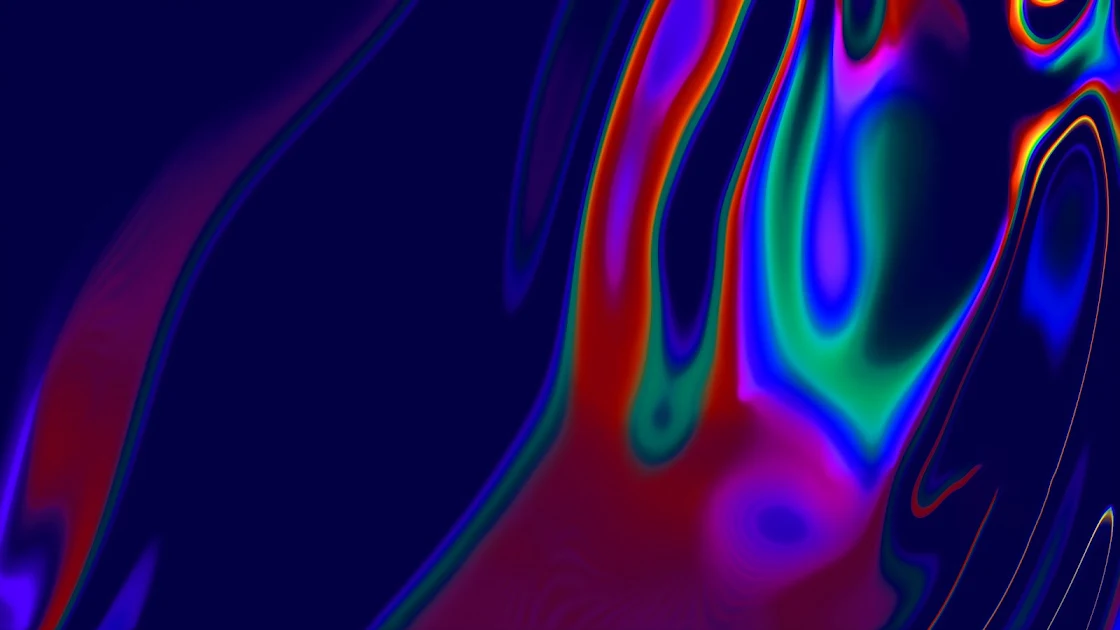 An abstract 4K wallpaper featuring electrifying waves of blue, purple, red, and green colors, perfect for enlivening any desktop or laptop screen.