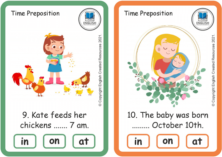 Grammar Activity: Preposition of Time | Task Cards