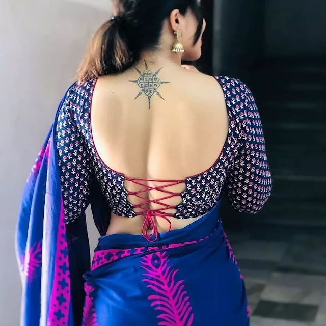 Back Neck latest Blouse Designs