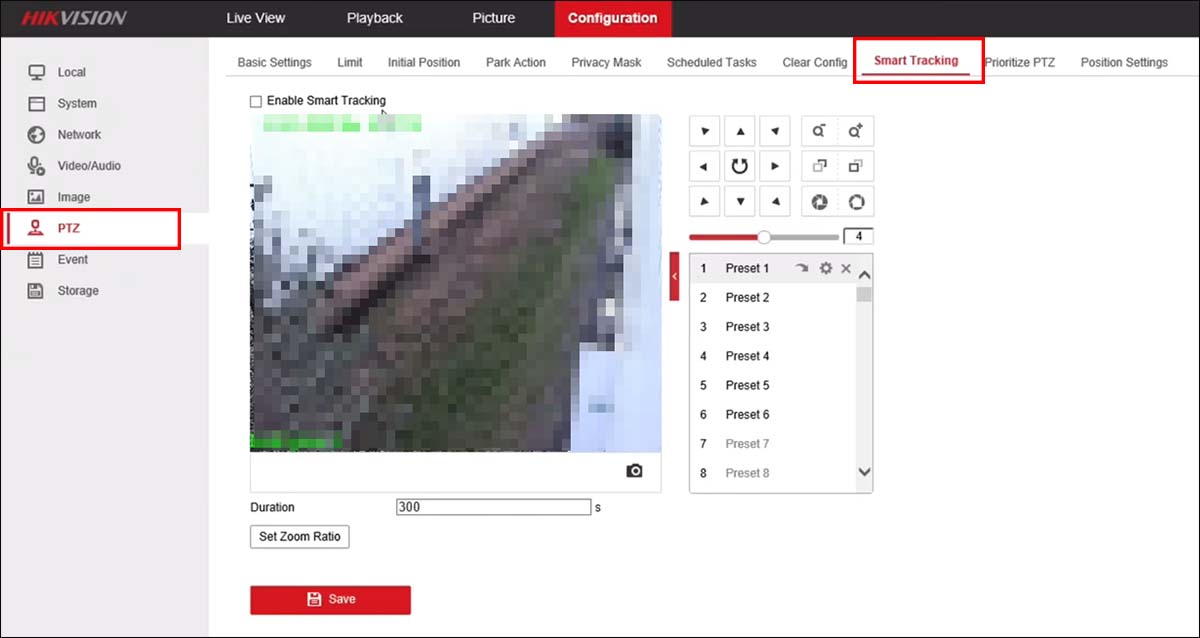 enable Auto Tracking on Hikvision PTZ cameras