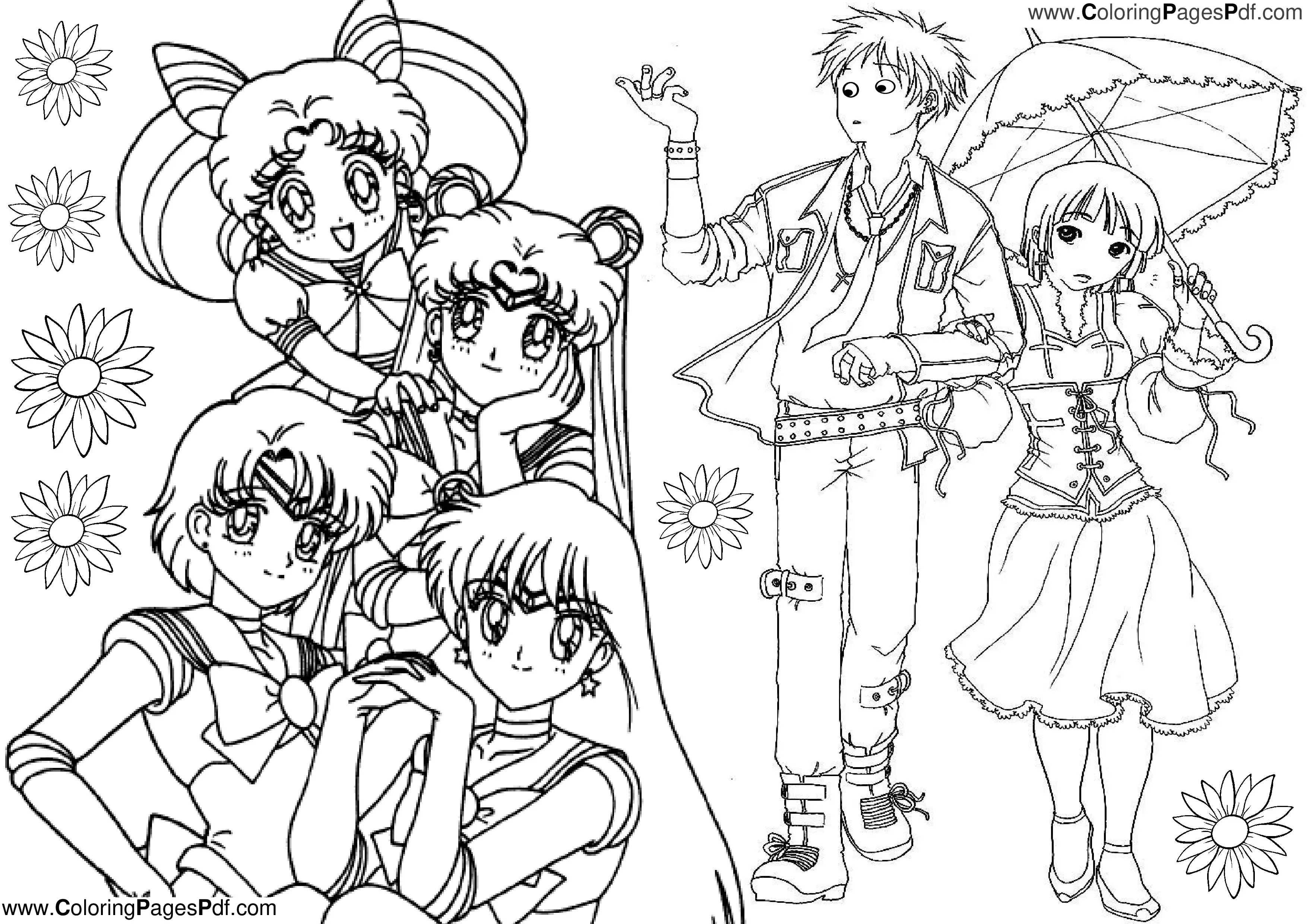 Anime colouring pages for adults