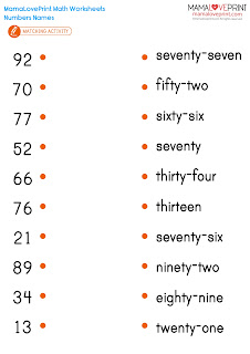 MamaLovePrint Math Worksheet - Number Names Number Words Zero to One Hundred Spelling Exercises Activities Worksheet Free Download