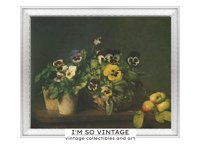 digital download still life pansies print 1800s