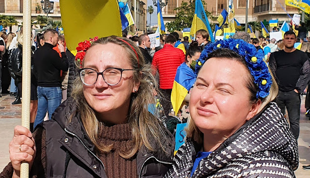 Demonstratie tegen de oorlog in Oekraine in Spanje