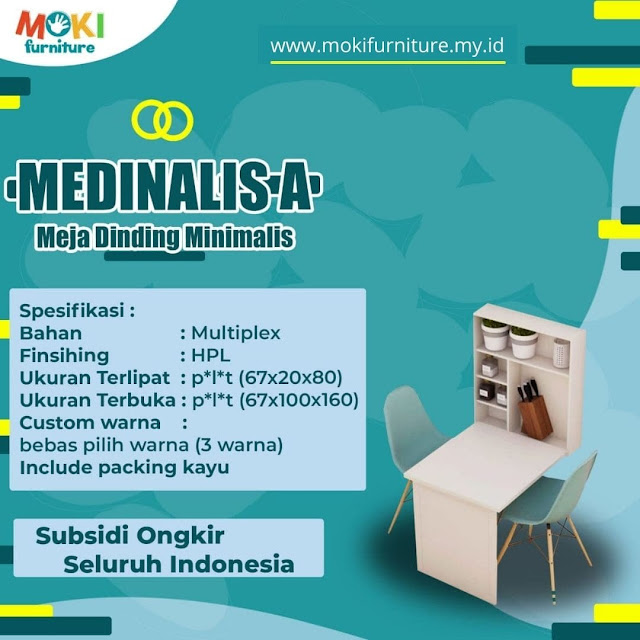 spesifikasi meja dinding minimalis moki furniture