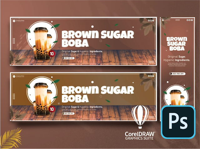 Download Desain Banner Minuman Boba CDR Kekinian 7