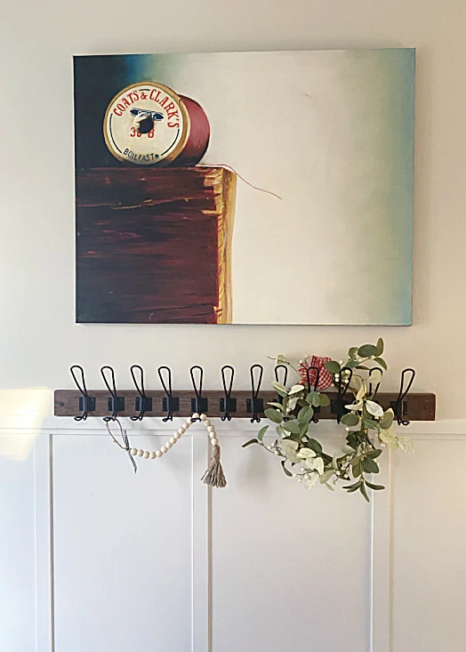 hook rack with canvas painting