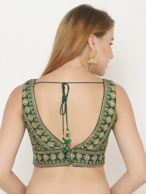 Green and Gold Embroidered Blouse.