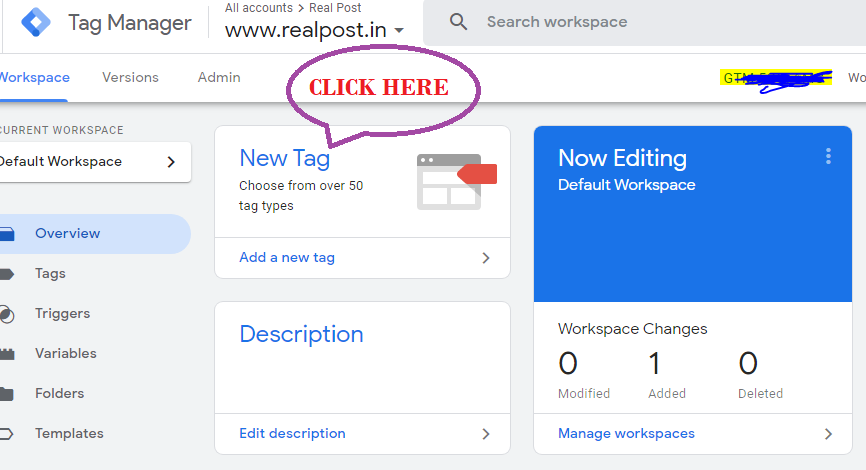 Google Tag Manager New Tag Section