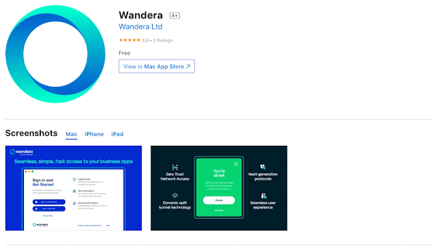 Screenshot of the Wandera app listing in the Apple App Store.