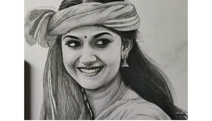 01-Keerthi Suresh Pencil Sketch