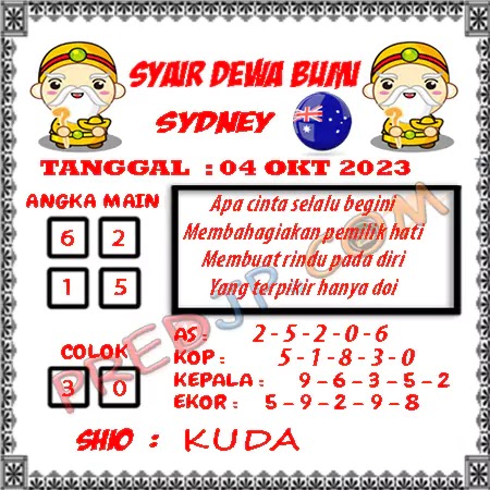 Prediksi Dewa Bumi Sdy Rabu 04-Oktober-2023