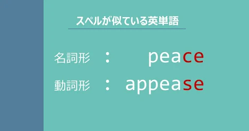 peace, appease, スペルが似ている英単語