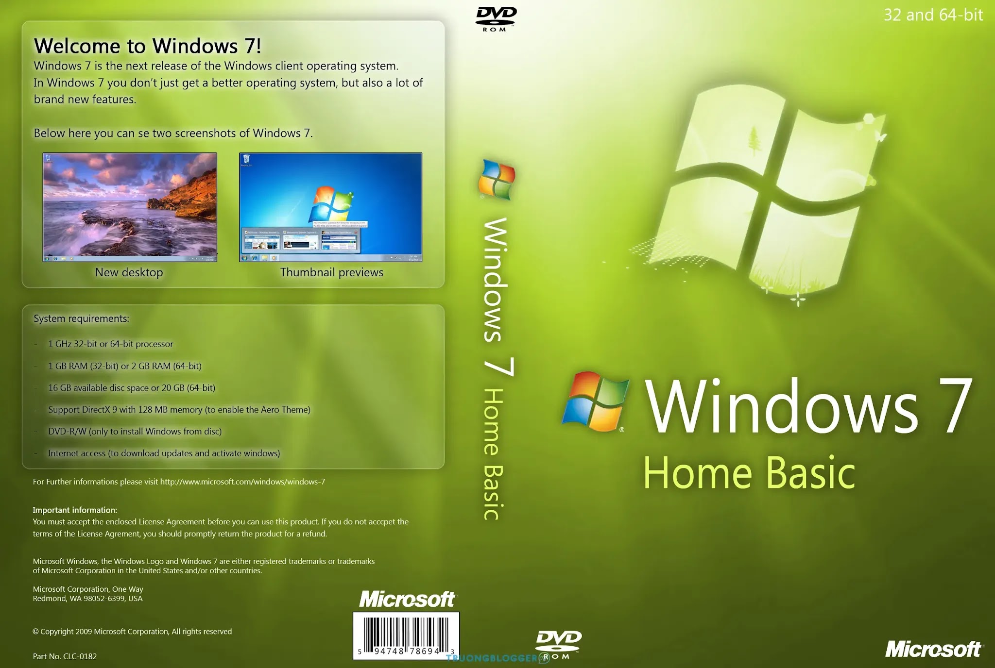 Download Windows 7 Home Basic (32Bit + 64Bit) Nguyên gốc