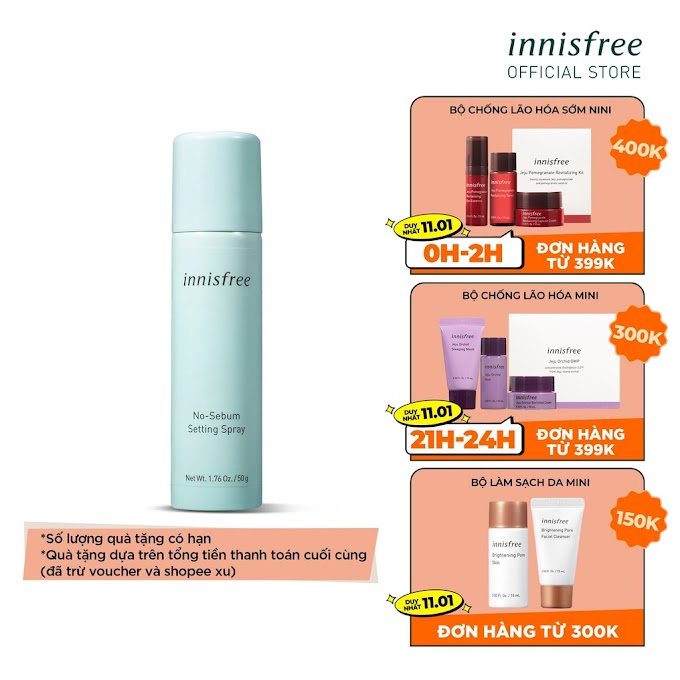 Mall Shop [ innisfreevietnam_officialstore ] Nước xịt kiềm dầu khóa lớp trang điểm innisfree No Sebum Setting Spray 50ml