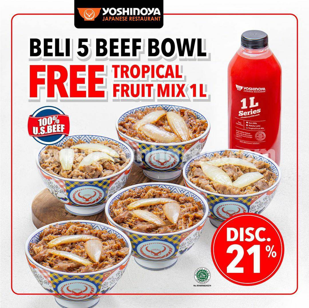 YOSHINOYA Promo GRATIS 1 Liter Tropical Mix Fruit