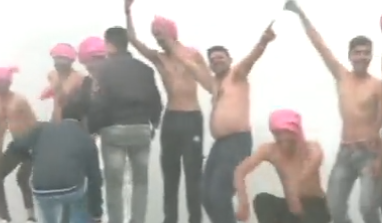 During the Bharat Jodo Yatra in Haryana's Karnal, Congress workers do shirtless dances in the chilly weather