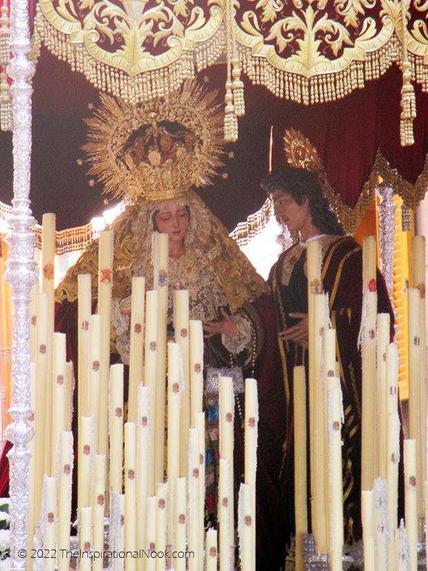 Semana Santa, pasos, Virgin Mary, candles, procession, Malaga, Easter